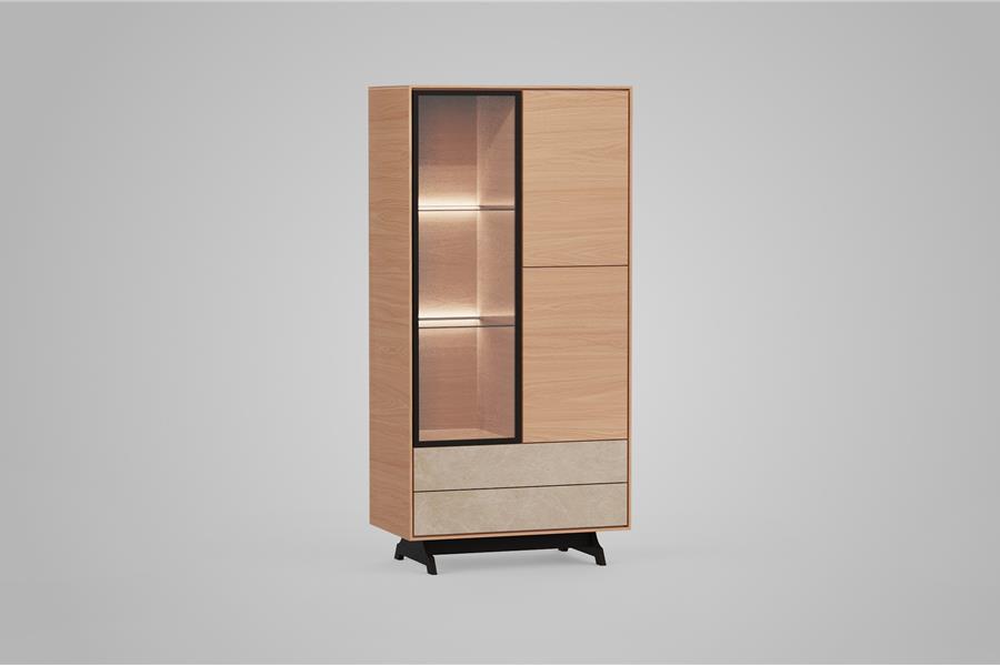 Vitrine-kast 3-deurs - Theuns Eiken meubels